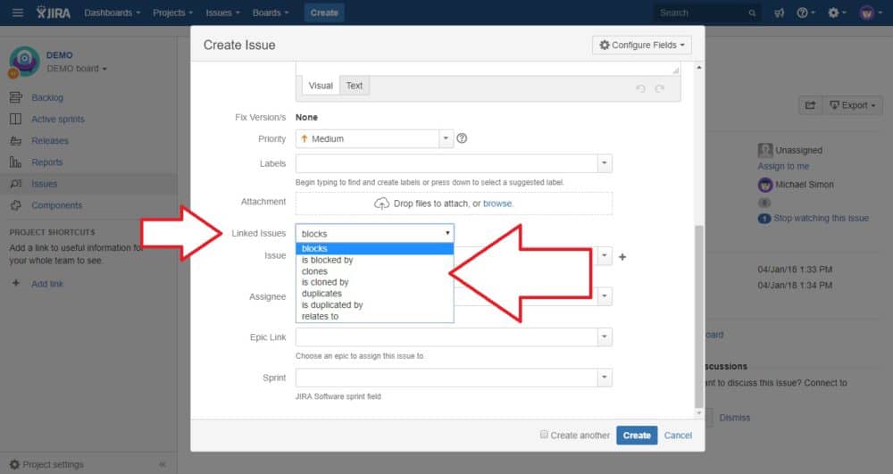 Linking and cloning Issues in Jira