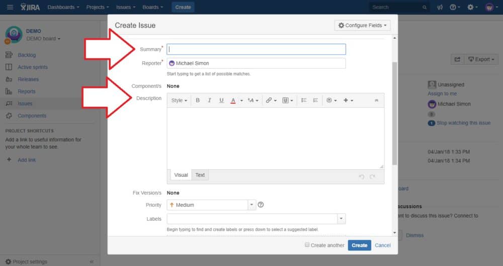 jira issue getting started
