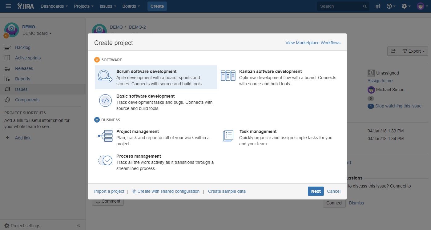 jira guide to projects