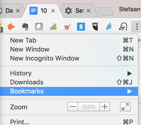 Chrome bookmarks 