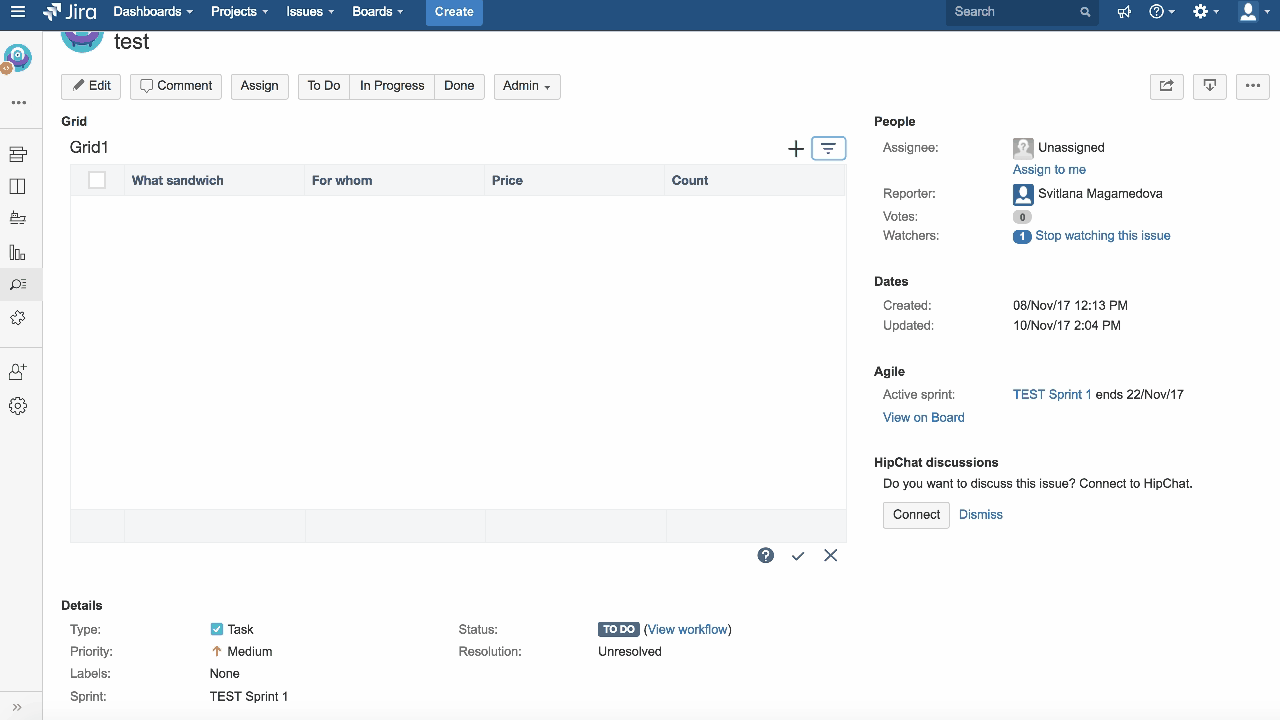 Intuitive table grid for jira Cloud