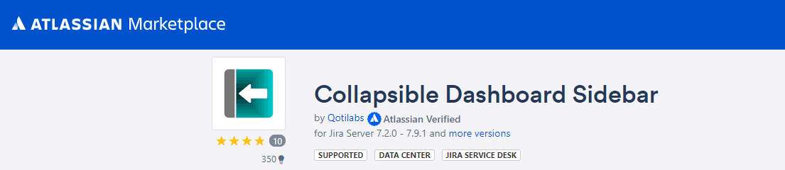 Free collapsible dashboard for Jira