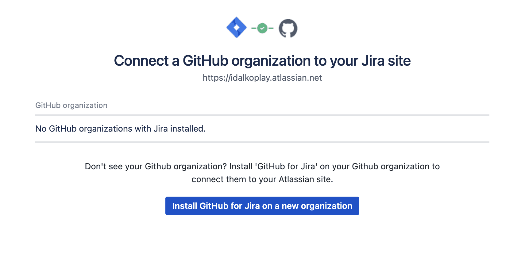 install github for jira on new org