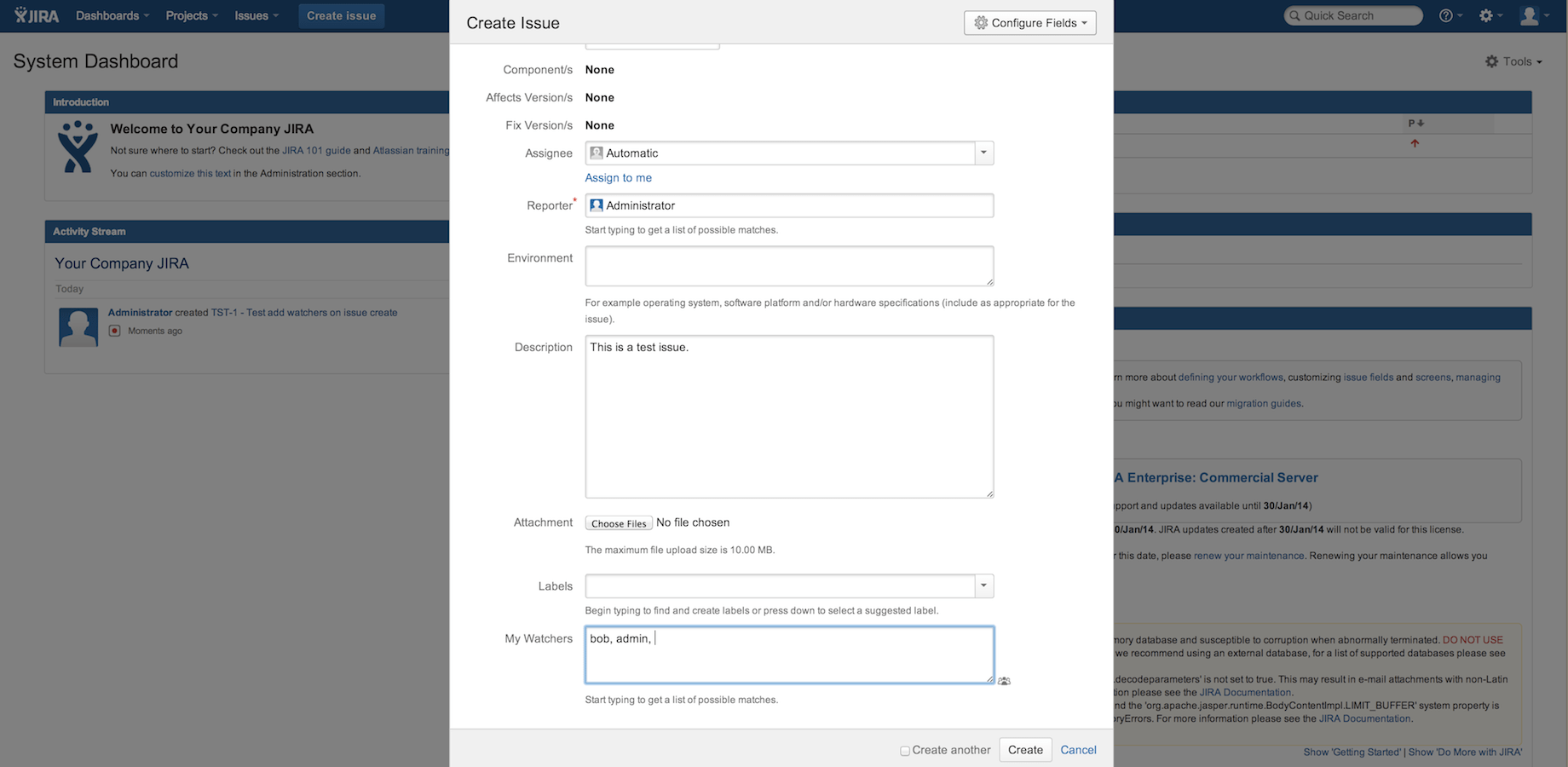 Watcher Custom Field Jira