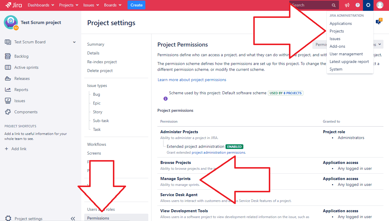 check project permissions
