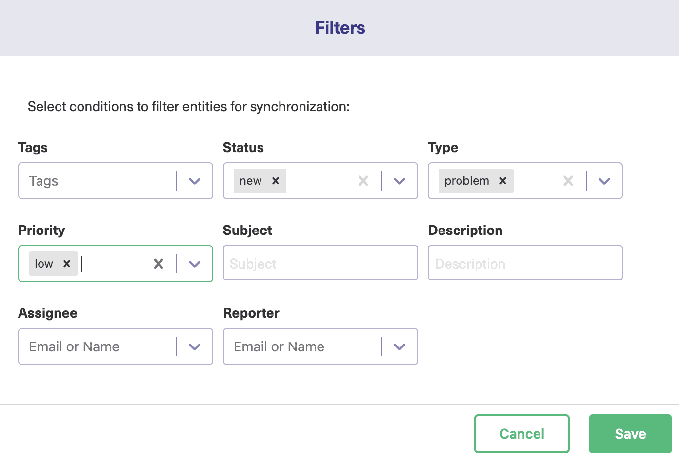 Zendesk to jira sync filters