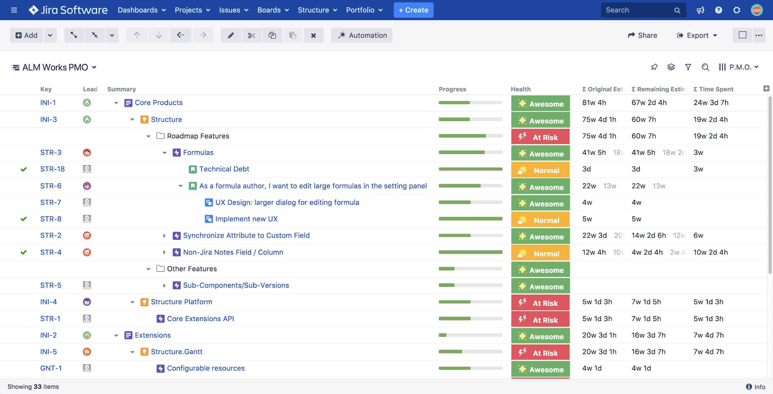 Structure for Jira view