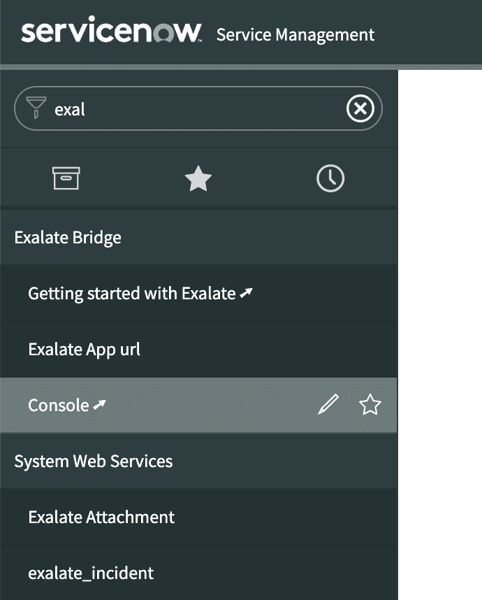 exalate console in ServiceNow