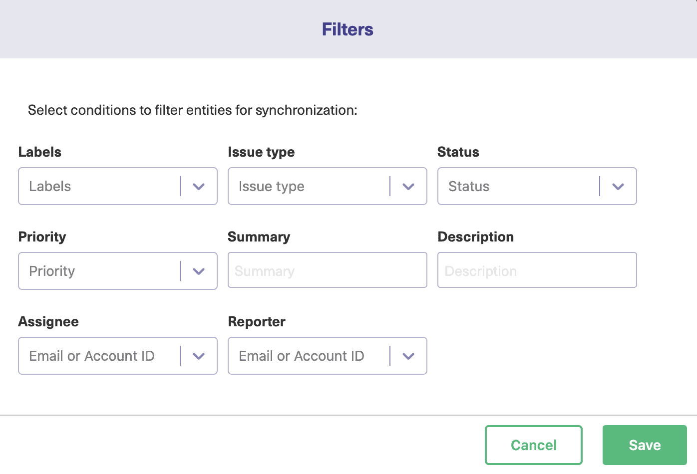 Filter entities in Jira