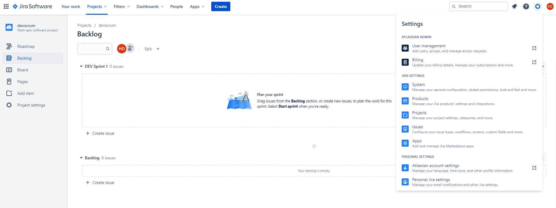 jira cloud settings 