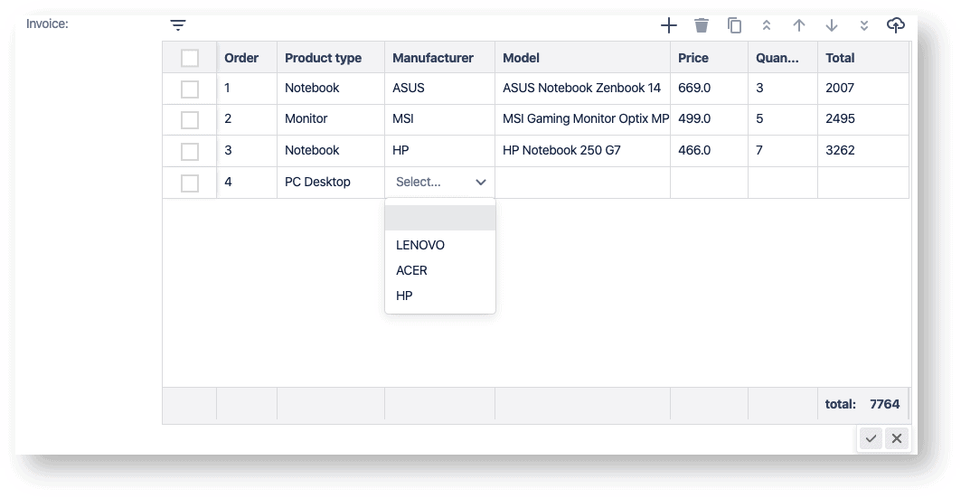 create invoices in jira tables 