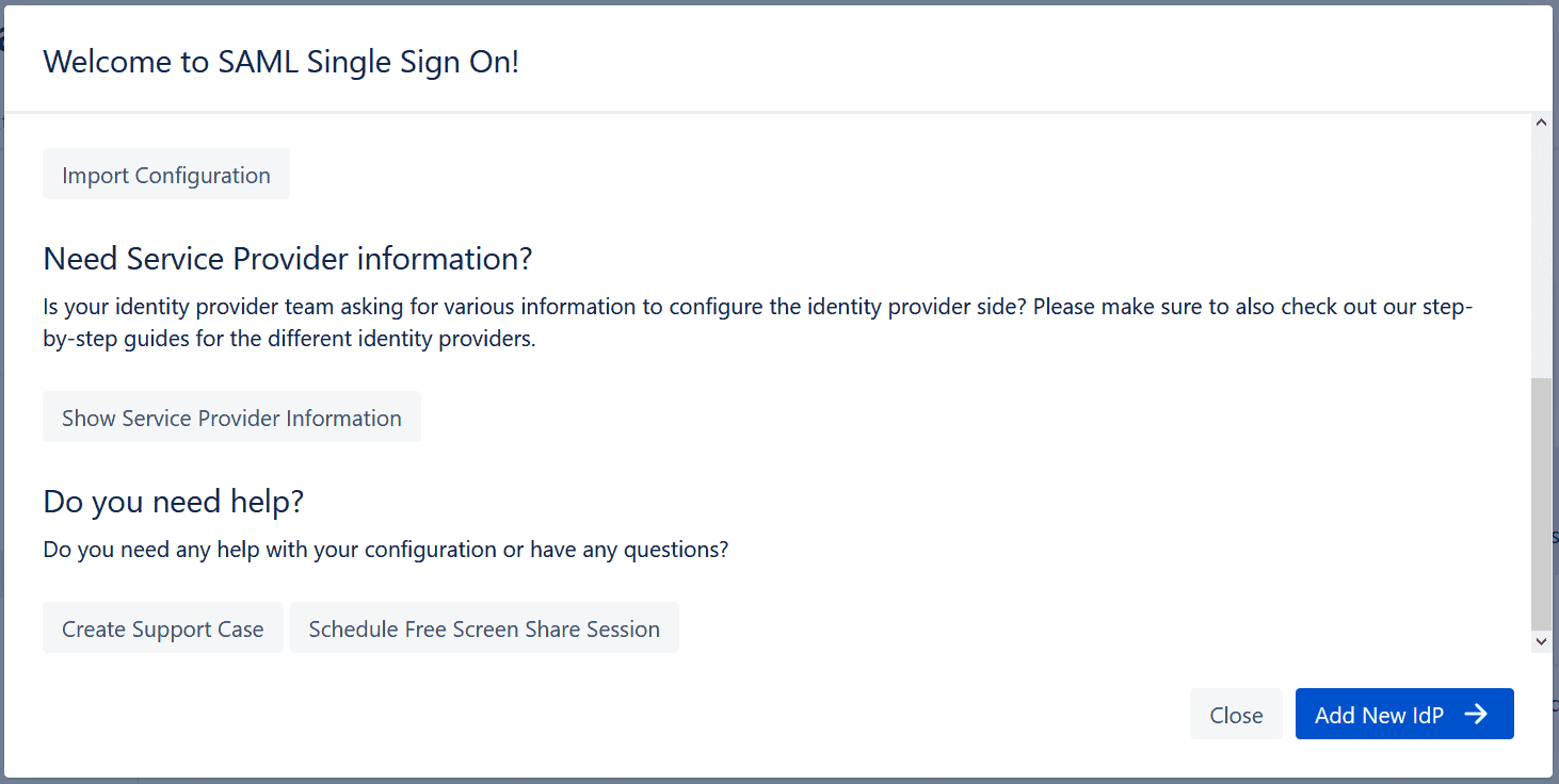 SAML Configuration Wizard Service Provider
