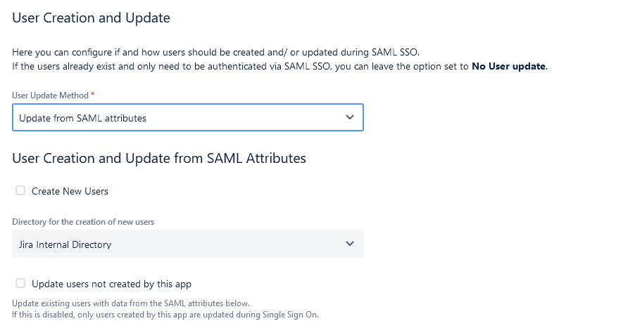SAML user update 