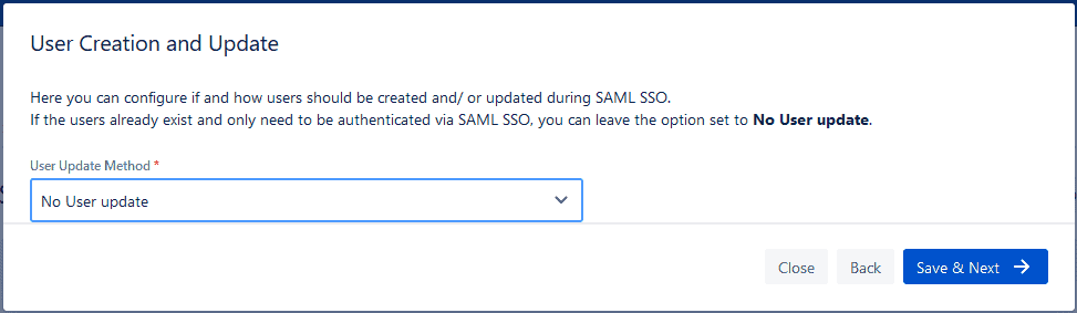 Jira SAML SSO no user update 