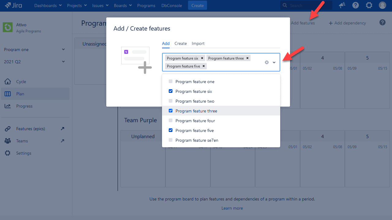 create features in jira safe 