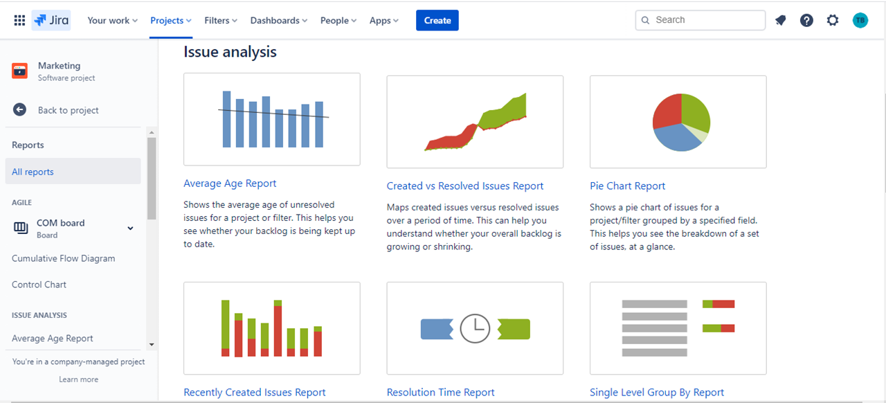 jira reports for non-software projects 