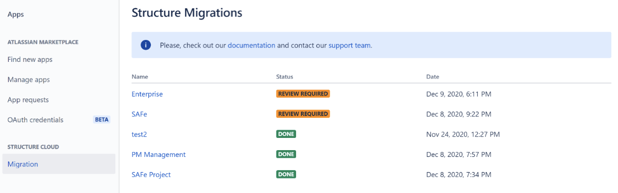 structure for jira migrations