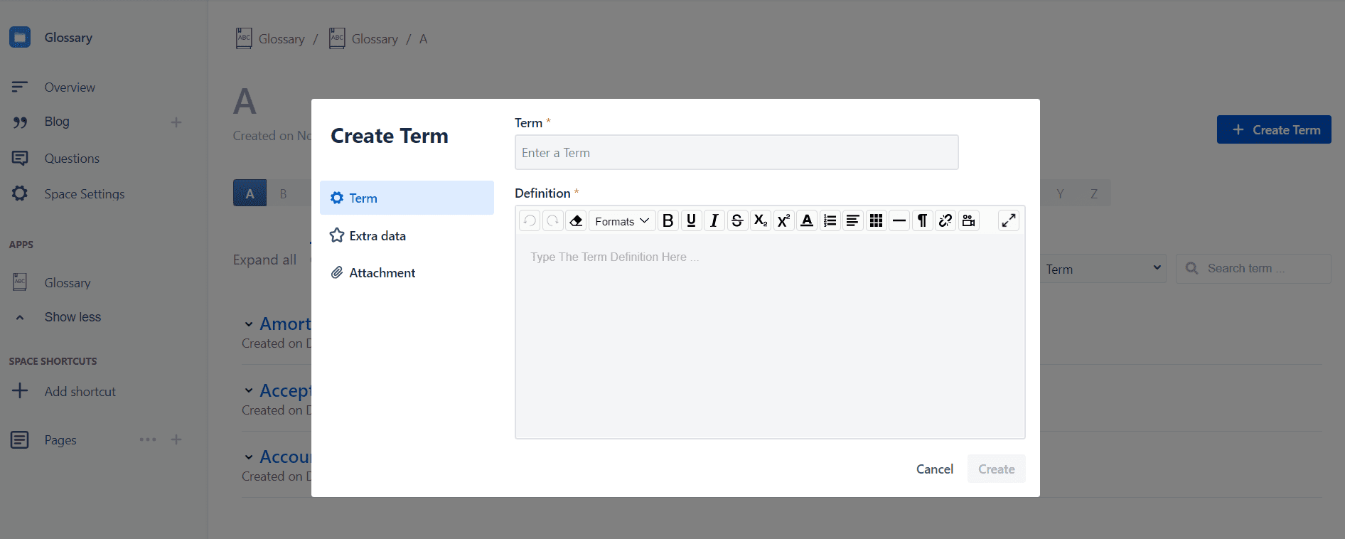 create term in confluence 